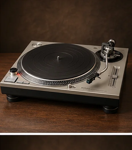 Editorial illustration inspired by vintage Technics SL-1200MK2 audio equipment