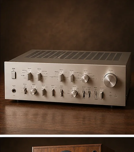 Editorial illustration inspired by vintage Yamaha A-700 audio equipment